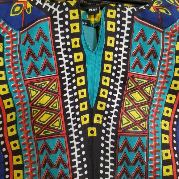 NWT Handmade Blue Dashiki in Plus Size - Picture 2 of 5